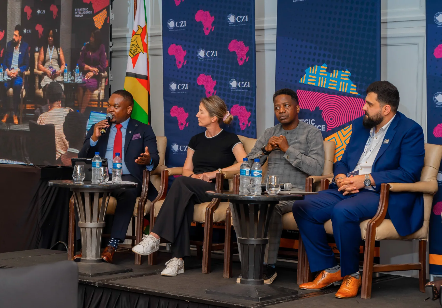 Brian speaking alongside fellow panellists at the CZI Strategic Intelligence Forum